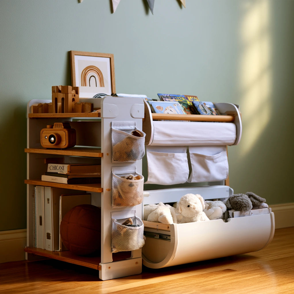Mobile contenitore per bambini in legno, colore bianco