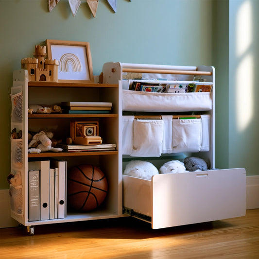Mobile contenitore per bambini in legno, colore bianco
